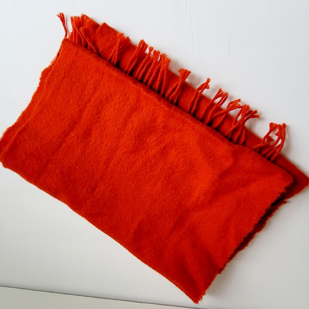 100% Baby Alpaca Luxurious Pumpkin Orange Scarf Made in Peru. Preowned